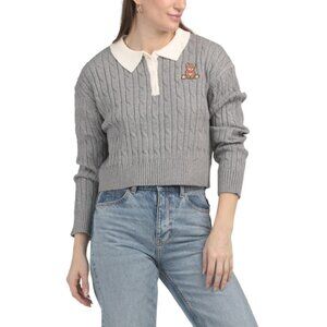 SWEET APPAREL Grey Bear Embroidered Sweater